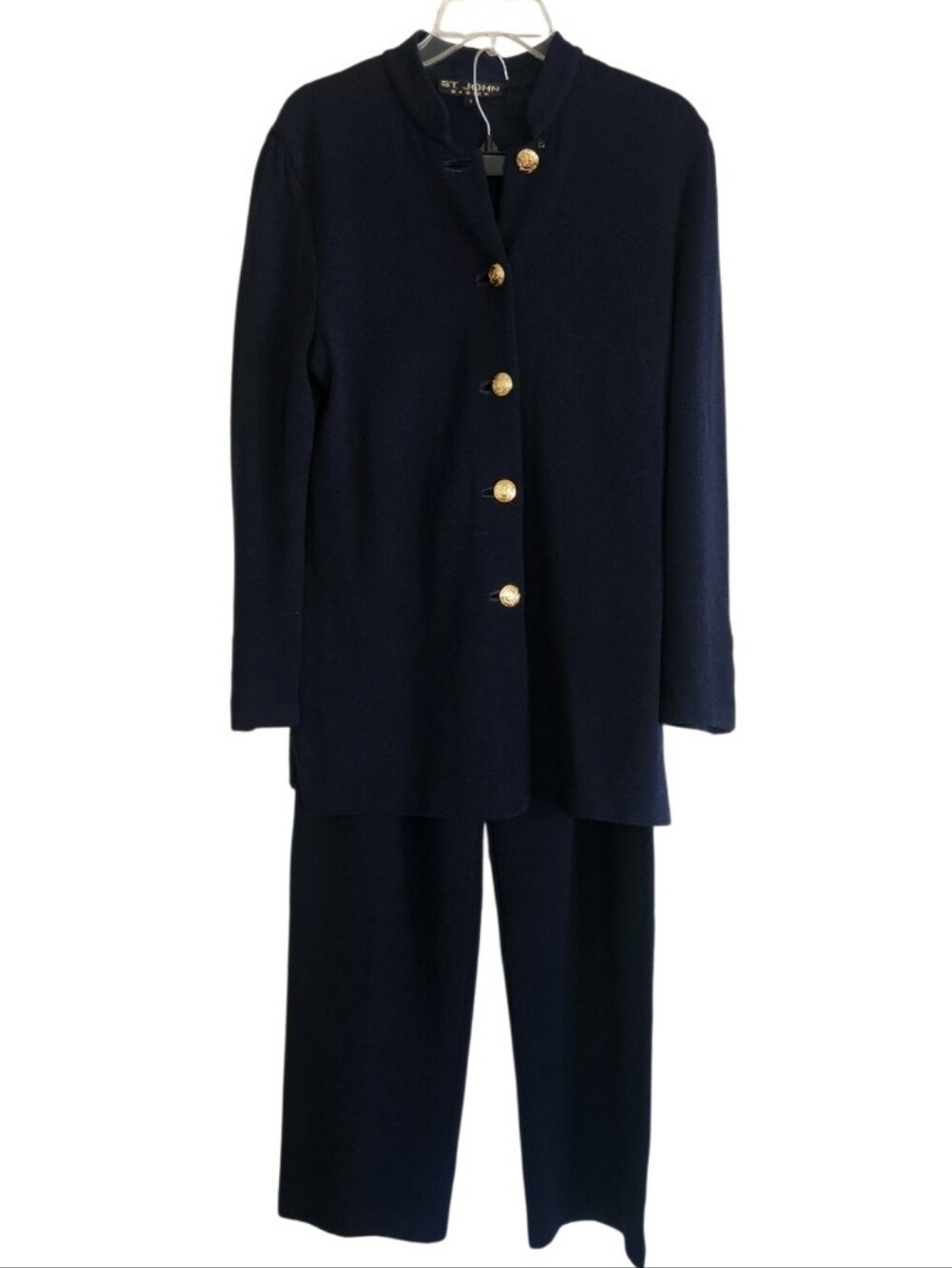 St. John Navy Knit Blazer And Pants Set Sz 8